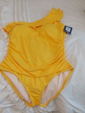 Yellow One-Shoulder  One-Piece Swimsuit
